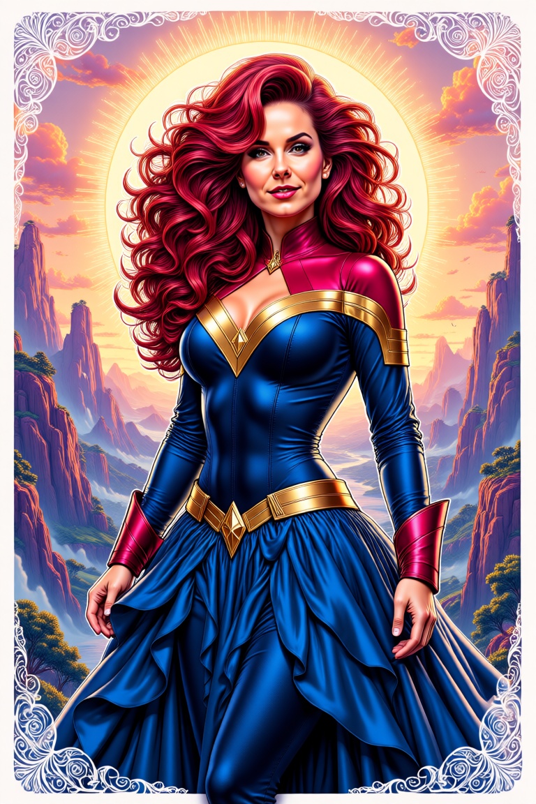 Jean Grey,  comic character of Jean Grey looks like a happy and beautiful woman,  upper body portrait on Tensor.Art
