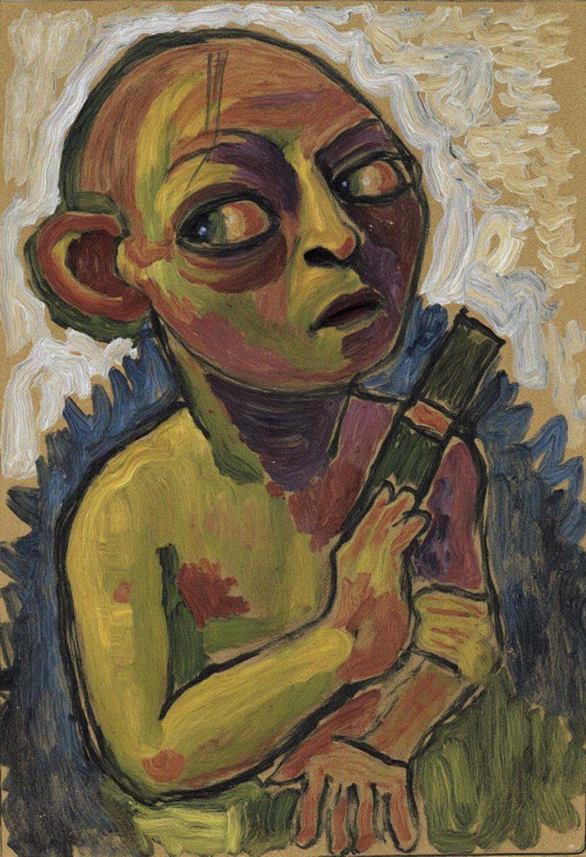 jwlnsk,  expressive abstracted portrait of gollum,  gollumlora on Tensor.Art
