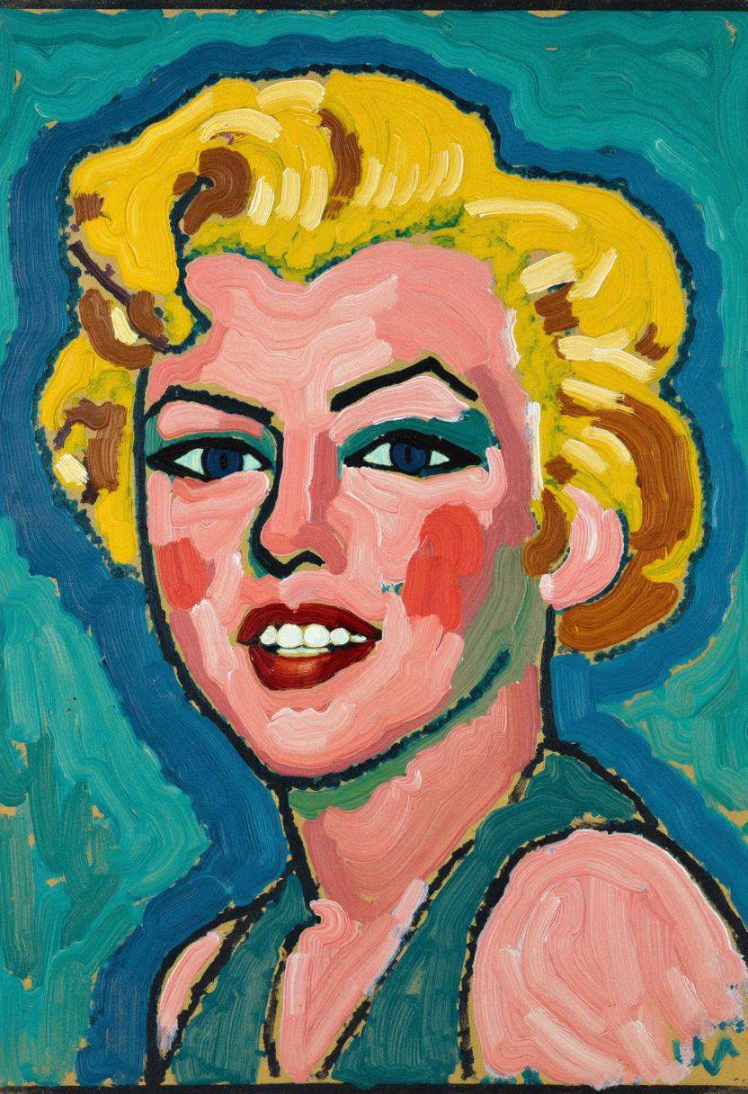 jwlnsk,  abstracted portrait of Marilyn Monroe,  bright luminous complexion on Tensor.Art