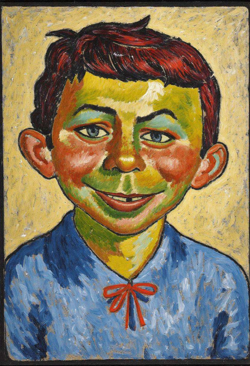 jwlnsk,  expressive abstracted portrait of the mad magazine man,  alfred e neuman on Tensor.Art