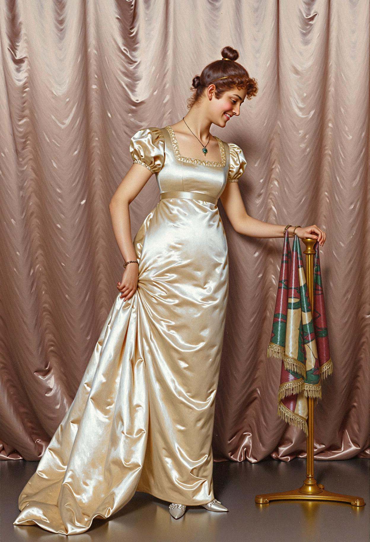 rgnn,  a lady in a fancy silk dress on Tensor.Art