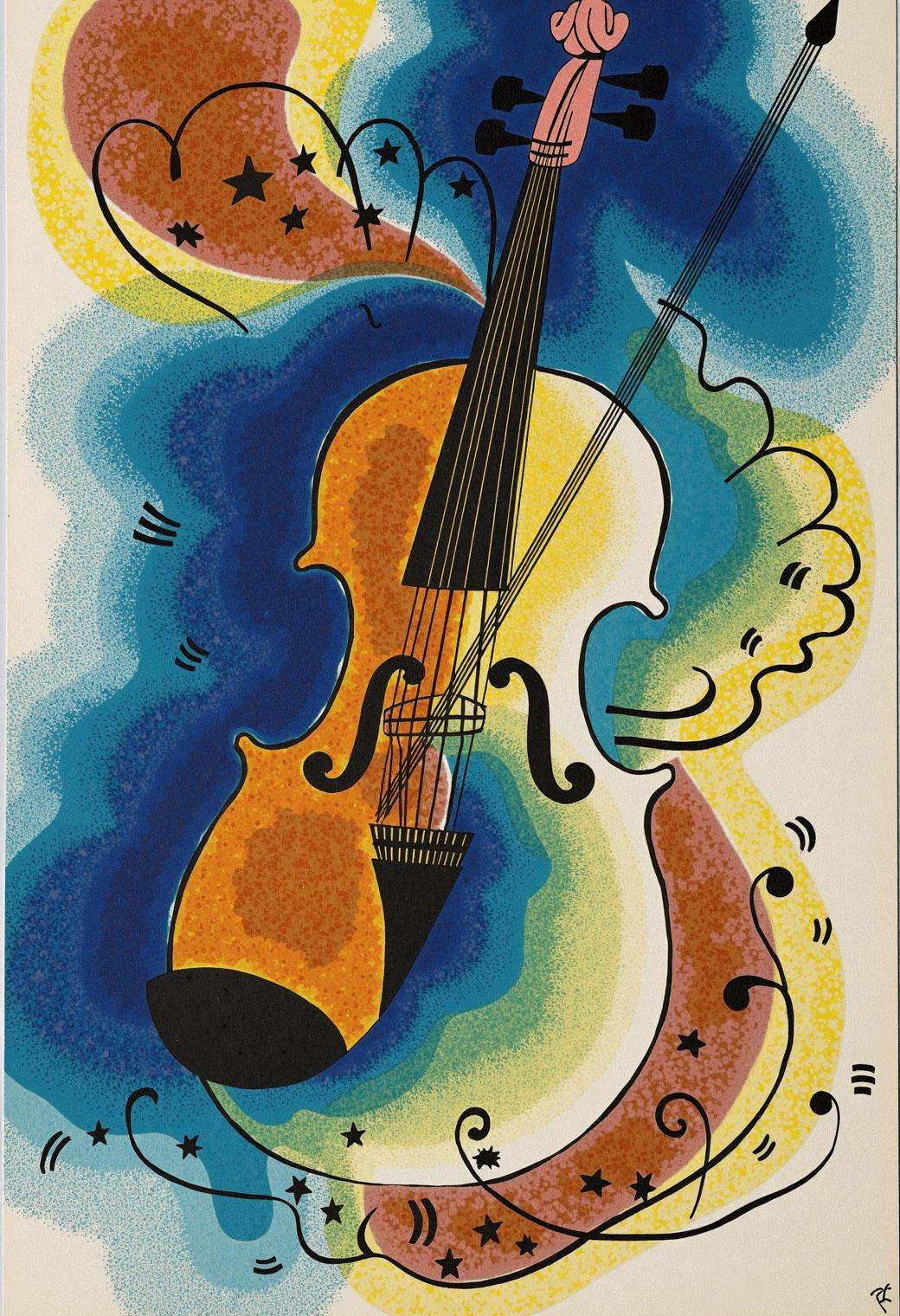kndsk,  a violin dissolving into swirling sound waves,  luminous arcs of golden brown flowing from its strings on Tensor.Art