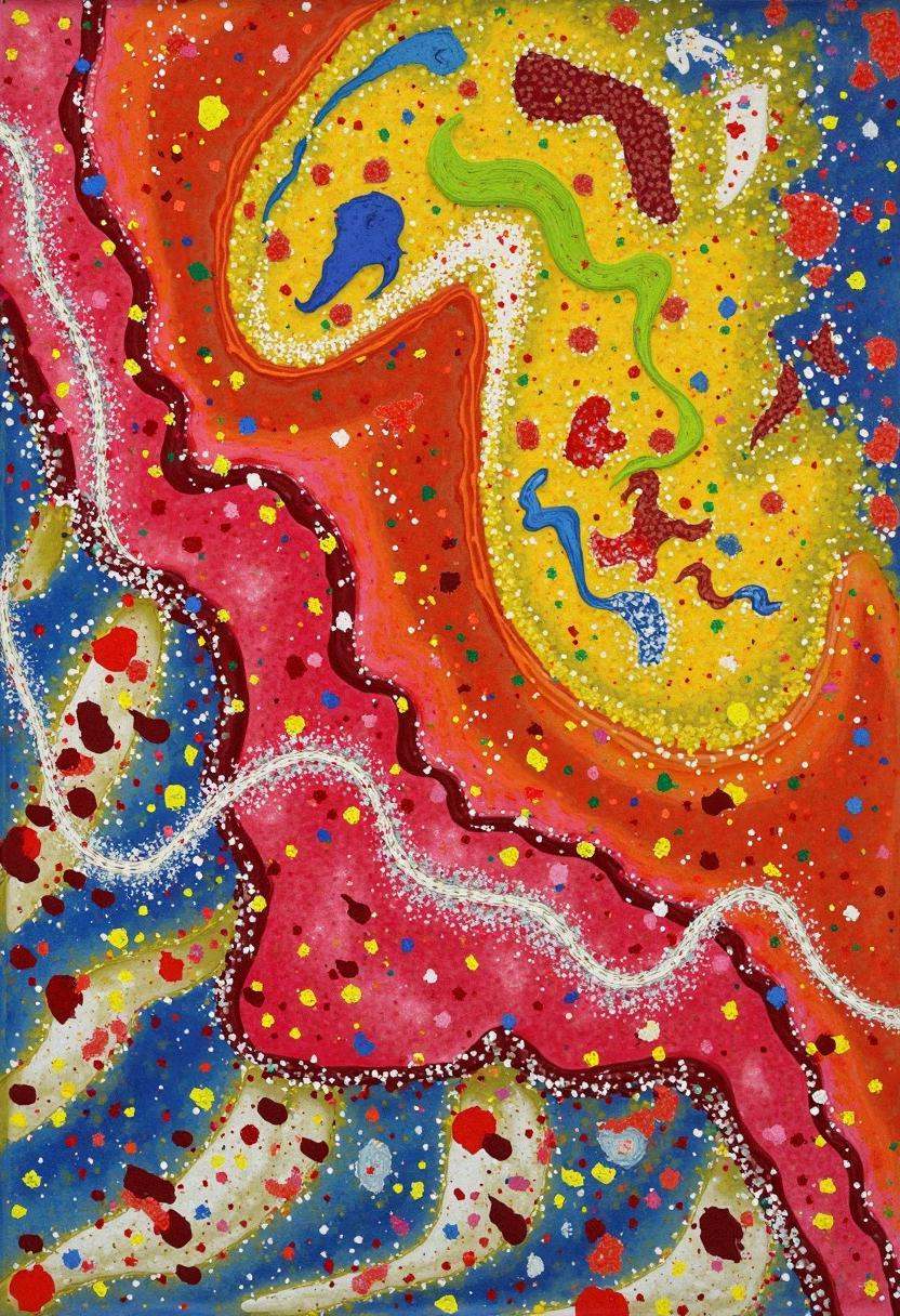 kndsk,  pure joy bursting into waves of color,  swirling tendrils of gold and crimson on Tensor.Art
