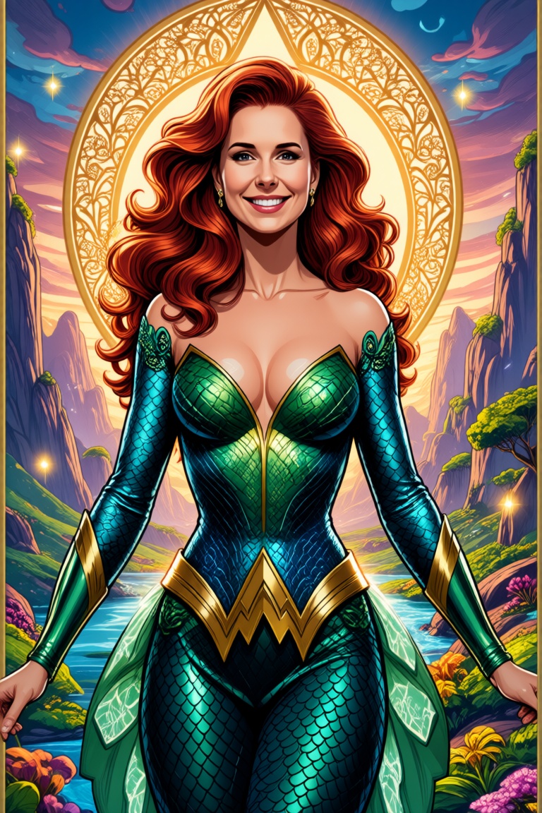 Mera,  comic character of Mera looks like a happy and beautiful woman,  upper body portrait on Tensor.Art
