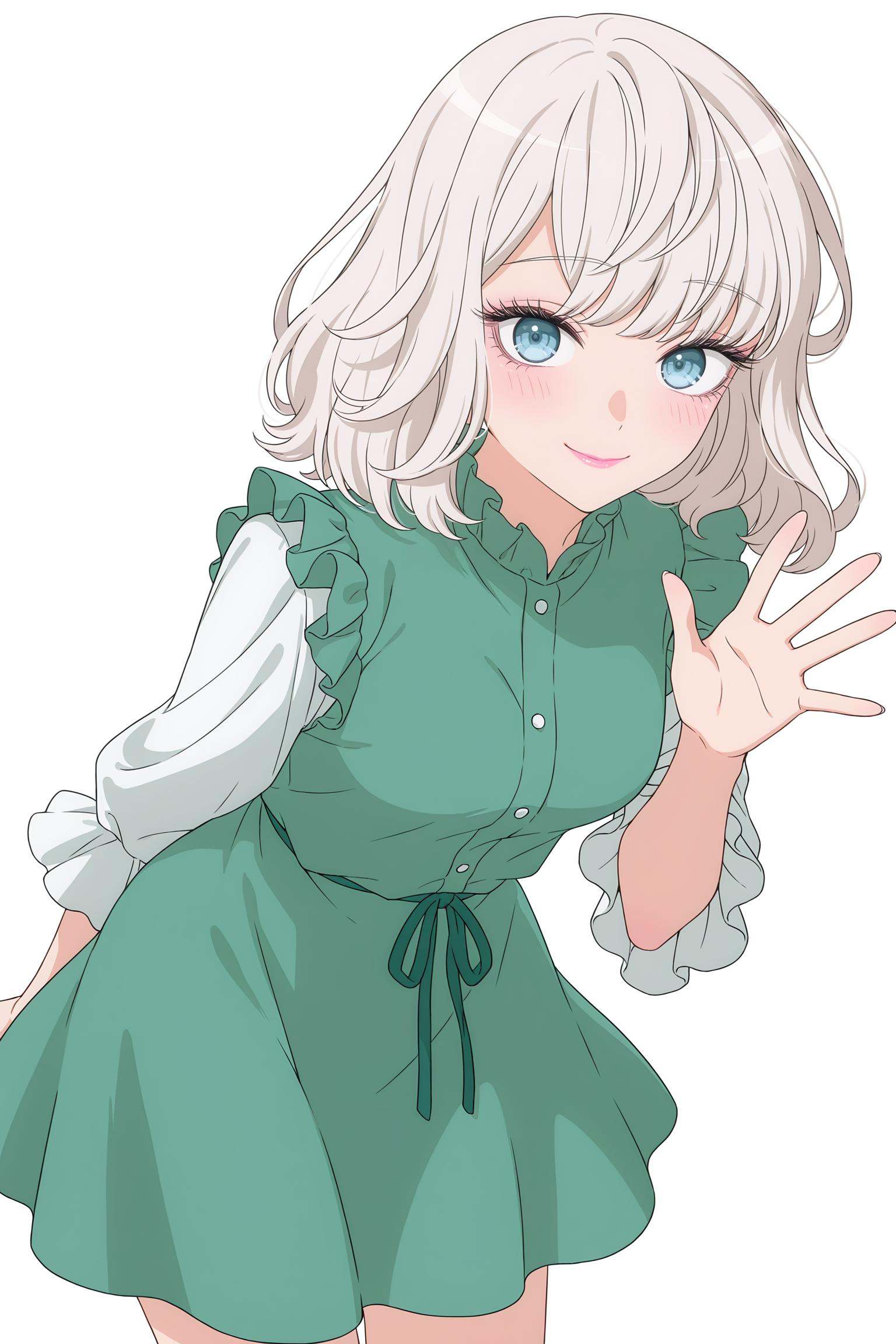 Mia Sasaki,  white hair,  light blue eyes on Tensor.Art