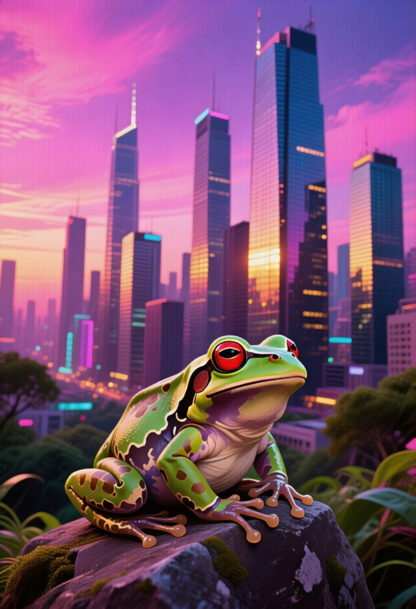 yfg-F@ce,  YFG-Zaat,  A neon-lit cityscape at dusk on Tensor.Art