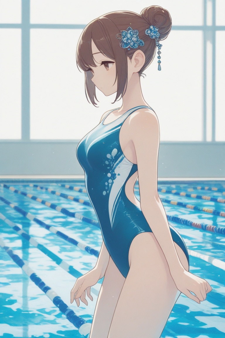 swimsuitgirl,  1girl,  pool side on Tensor.Art