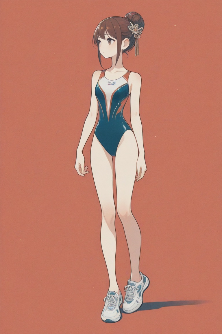 swimsuitgirl,  solo,  brown hair on Tensor.Art