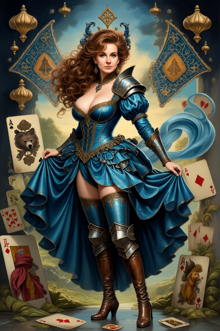 Annalena Ursusbockum portrayed as a Enchantress,  a cartoon painting,  brown hair on Tensor.Art