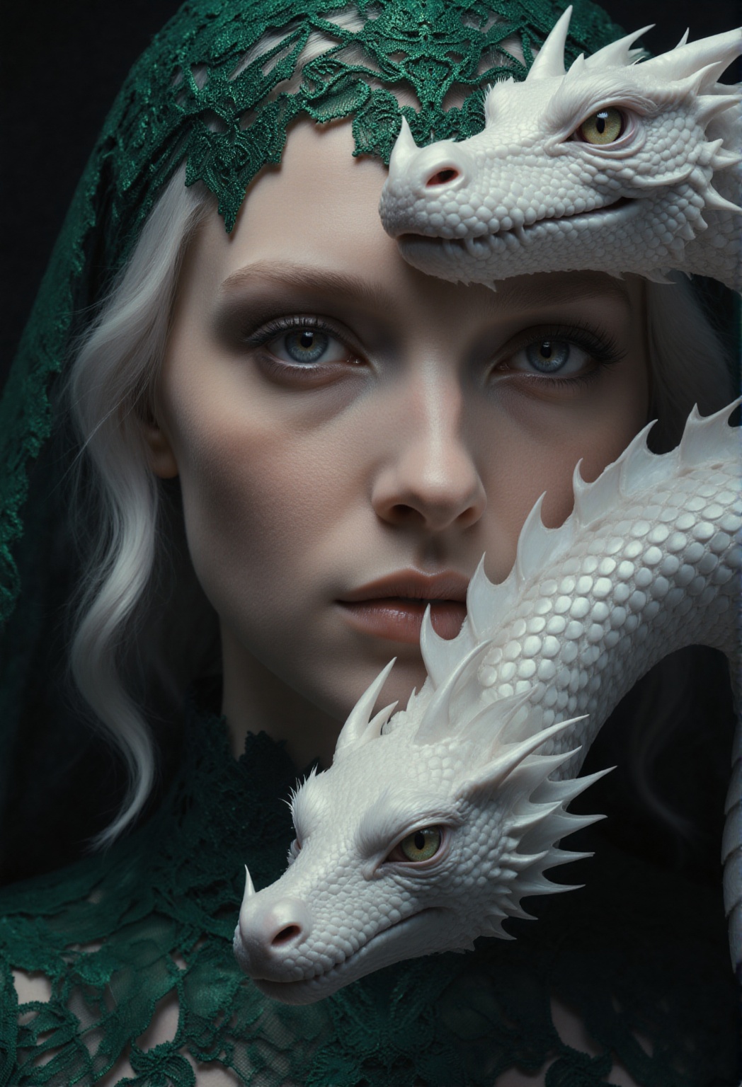 Extreme full body portrait of a woman's piercing eye,  wisps of white hair visible,  looking at viewer on Tensor.Art