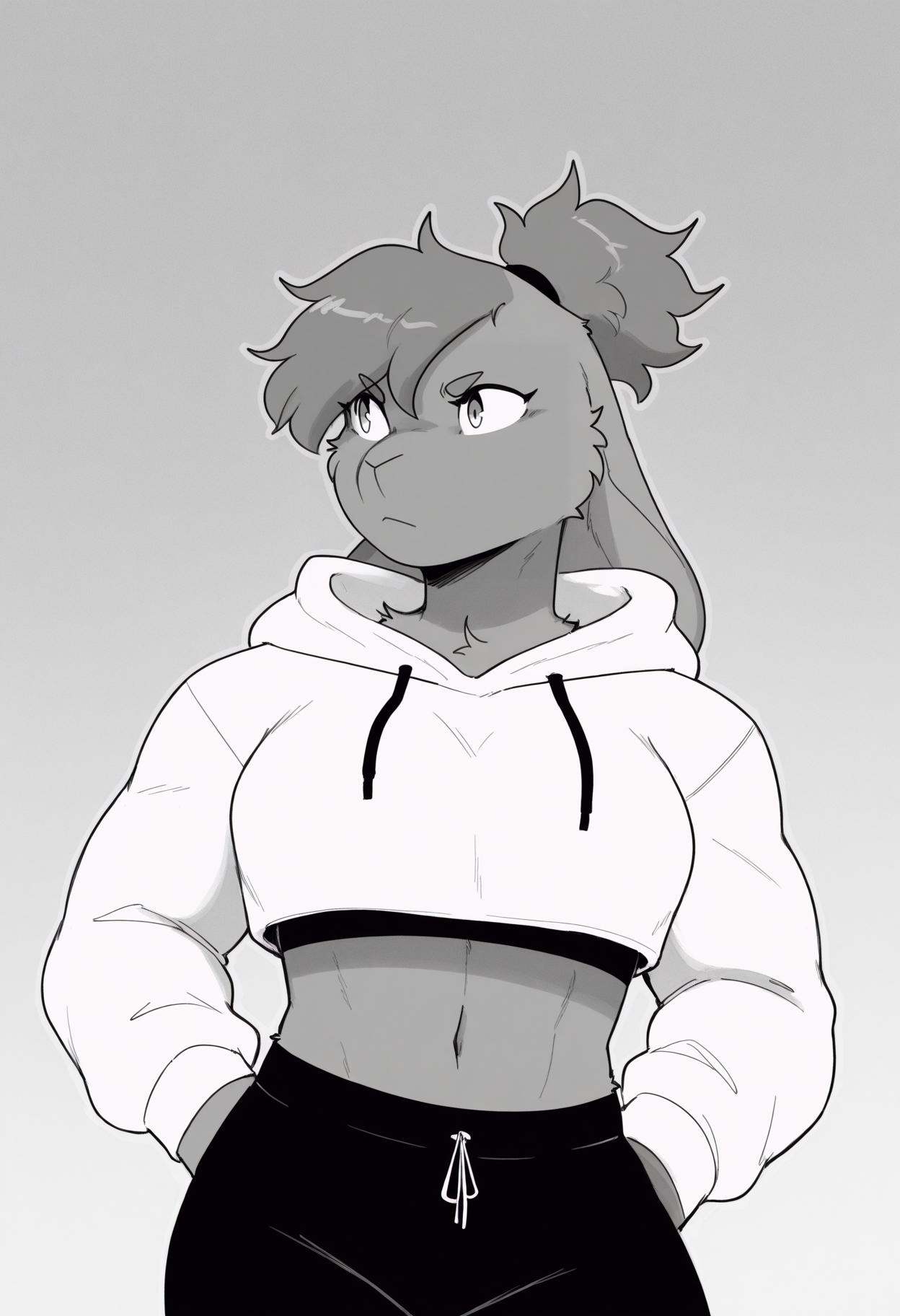 1girl,  solo,  white hoodie on Tensor.Art