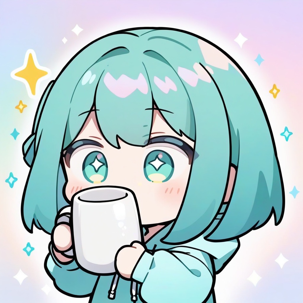 1girl,  chibi,  teal hair bob cut on Tensor.Art