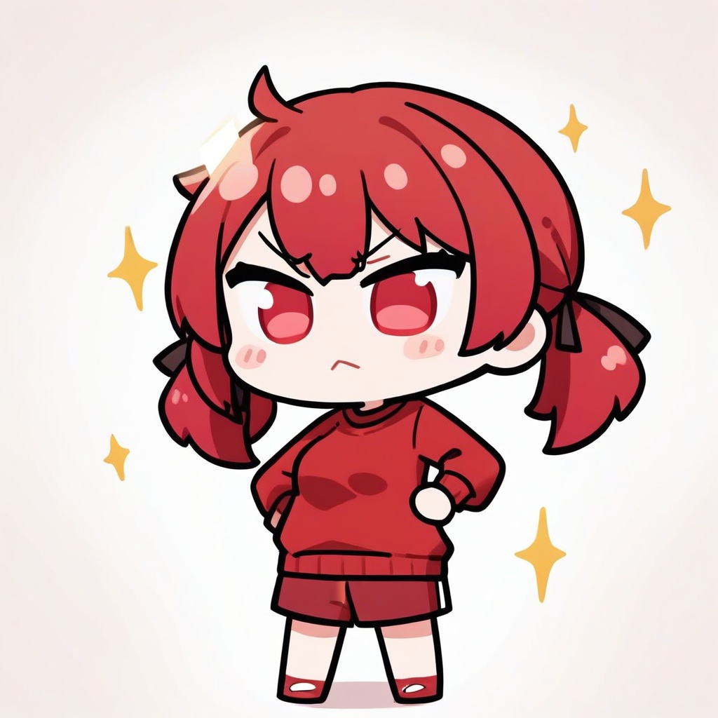 1girl,  chibi,  red hair in double tails on Tensor.Art