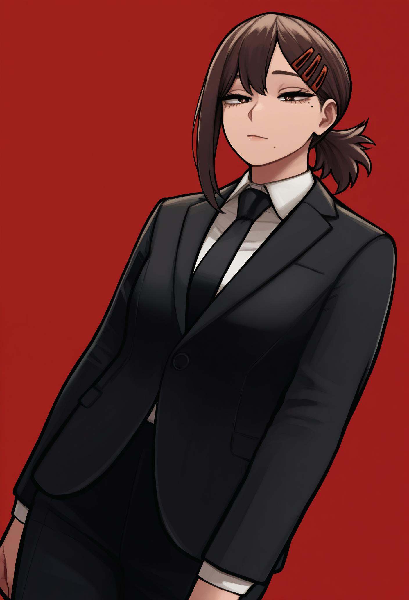 1girl,  solo,  red background on Tensor.Art