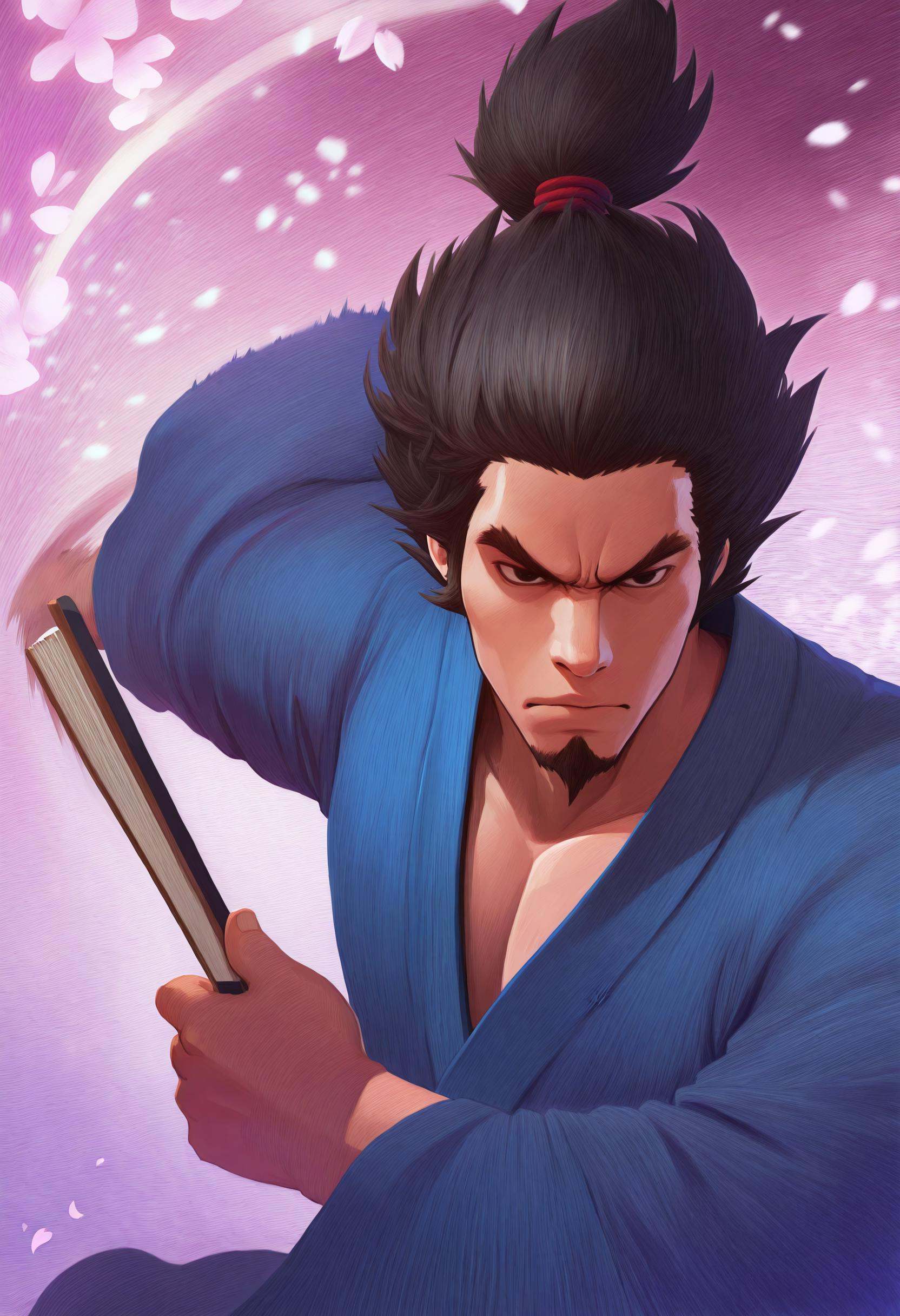 1boy,  solo,  blue kimono on Tensor.Art