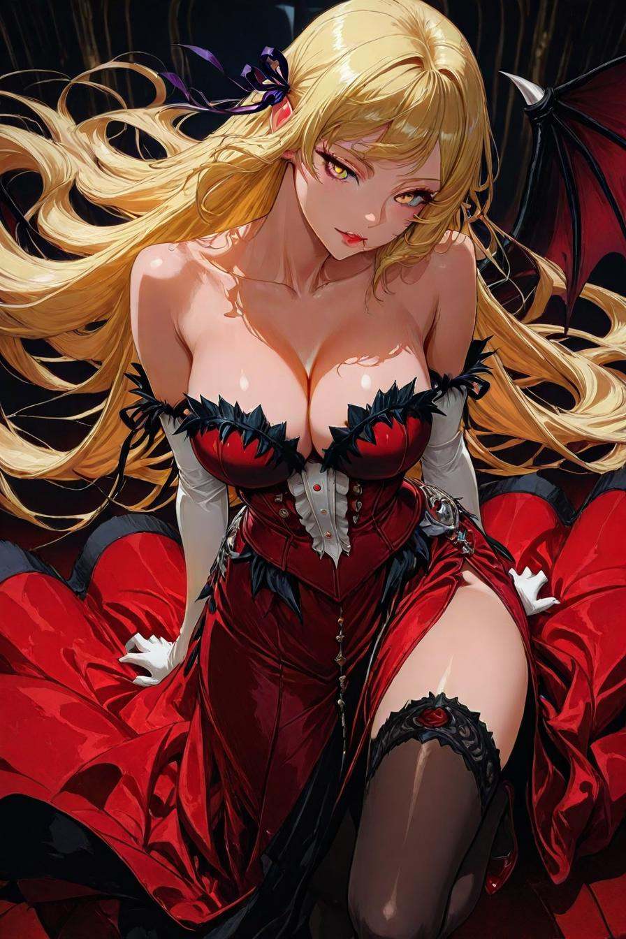 kiss-shot acerola-orion heart-under-blade,  very long hair,  blonde hair on Tensor.Art