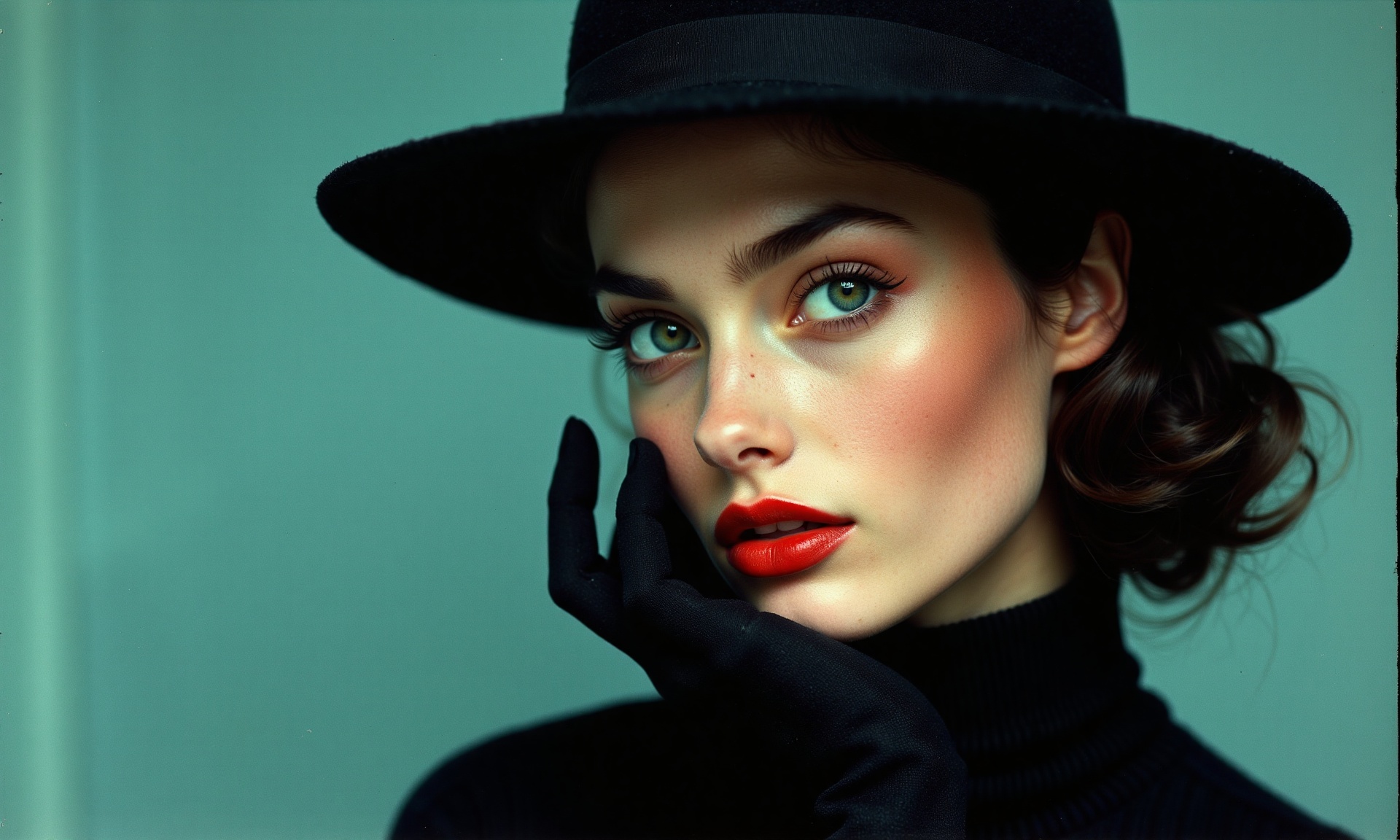 Create an image that captures the quintessential essence of a 1960s cinematic photograph,  focusing on a young woman with...