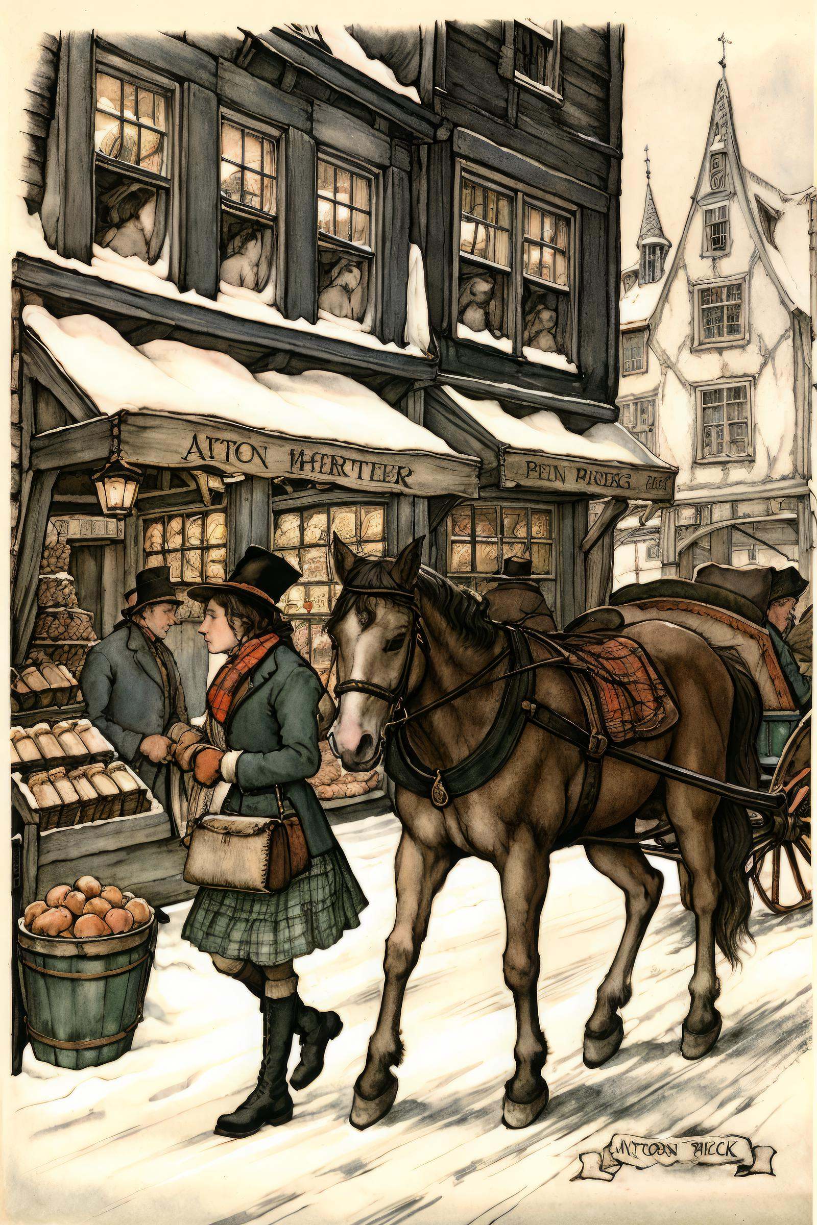 anton pieck style,  horse,  shop on Tensor.Art