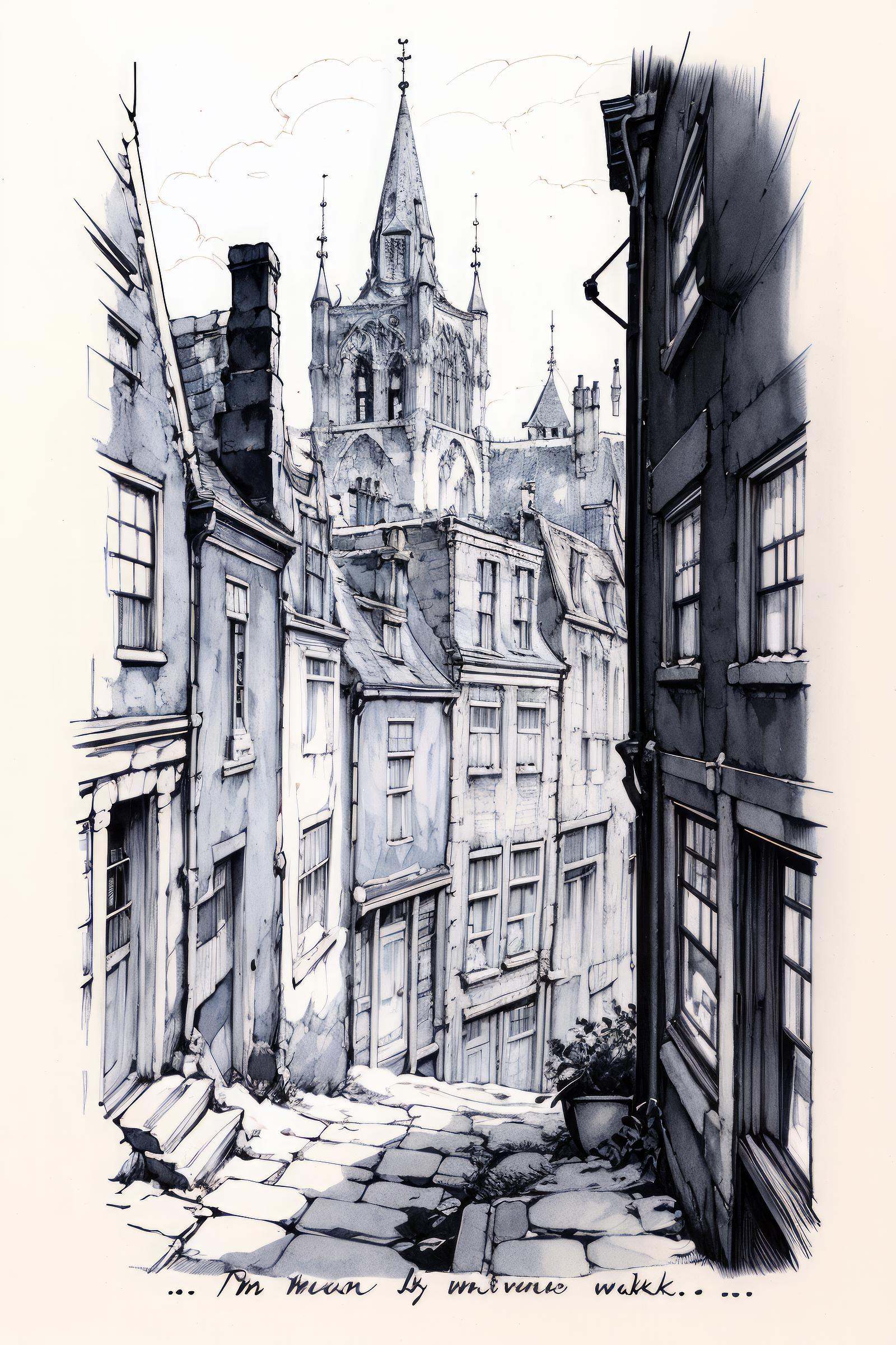 anton pieck style,  monochrome,  no humans on Tensor.Art