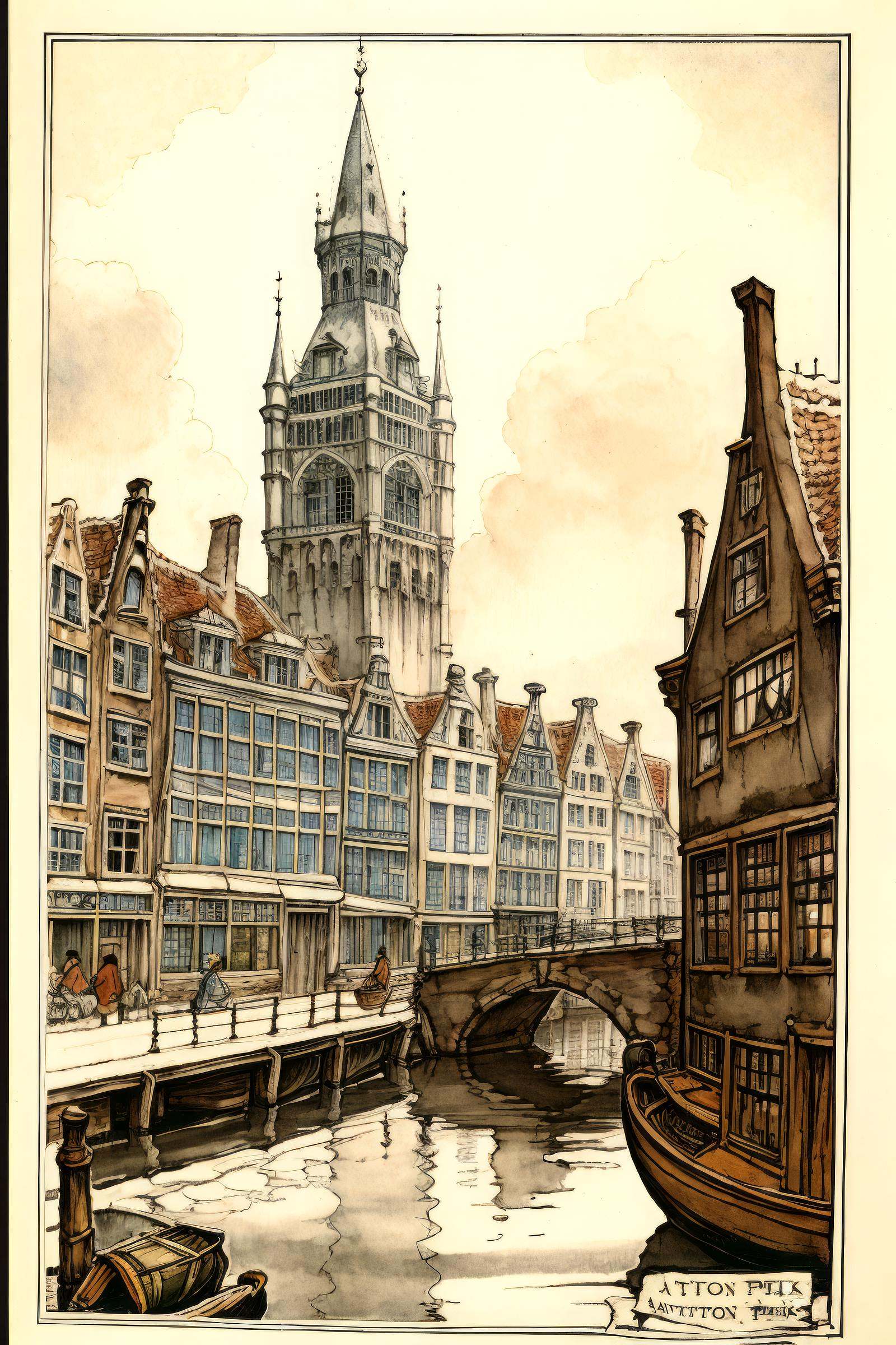 anton pieck style,  watercraft,  boat on Tensor.Art