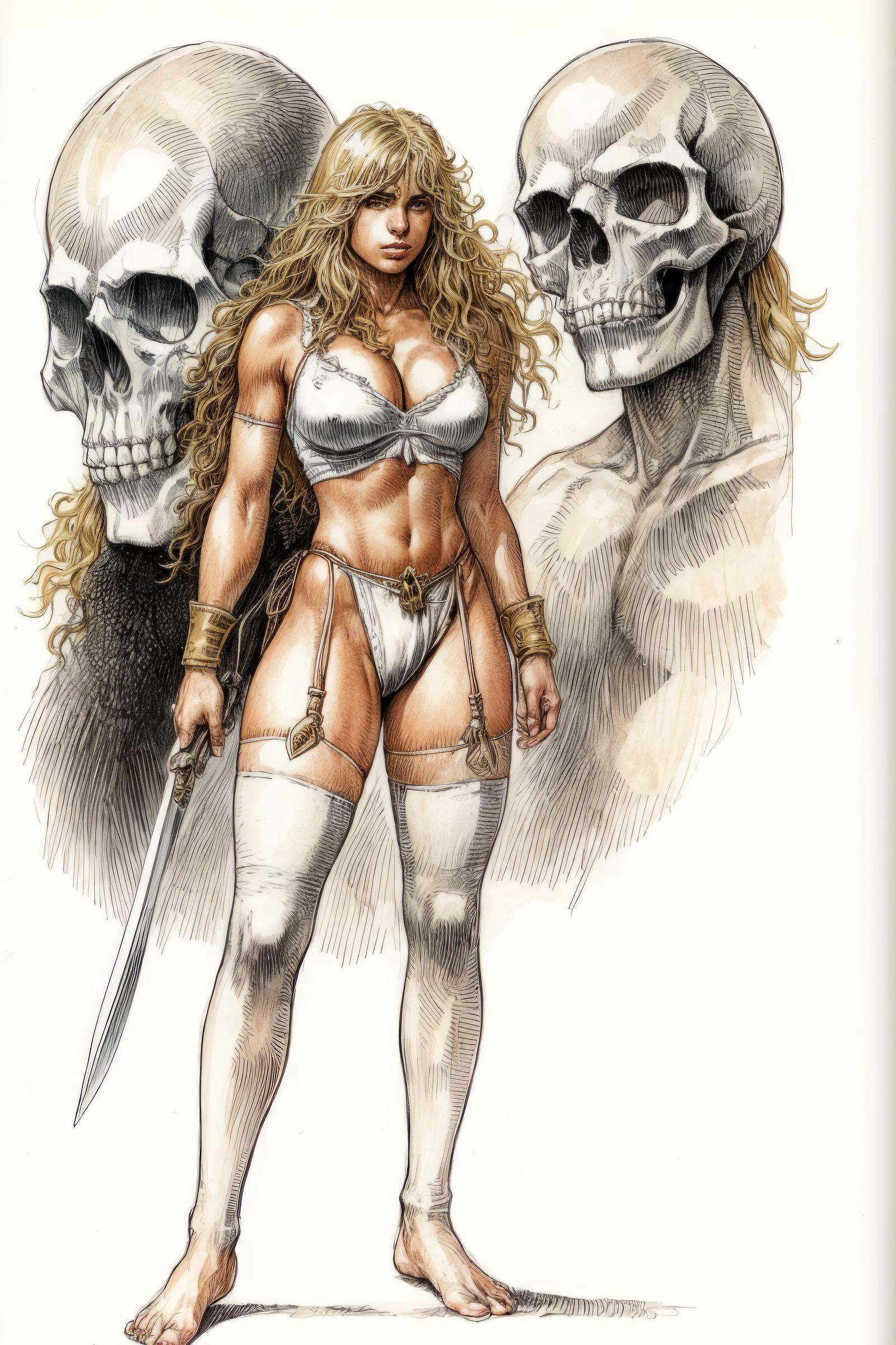 druuna style,  1girl,  blonde hair on Tensor.Art