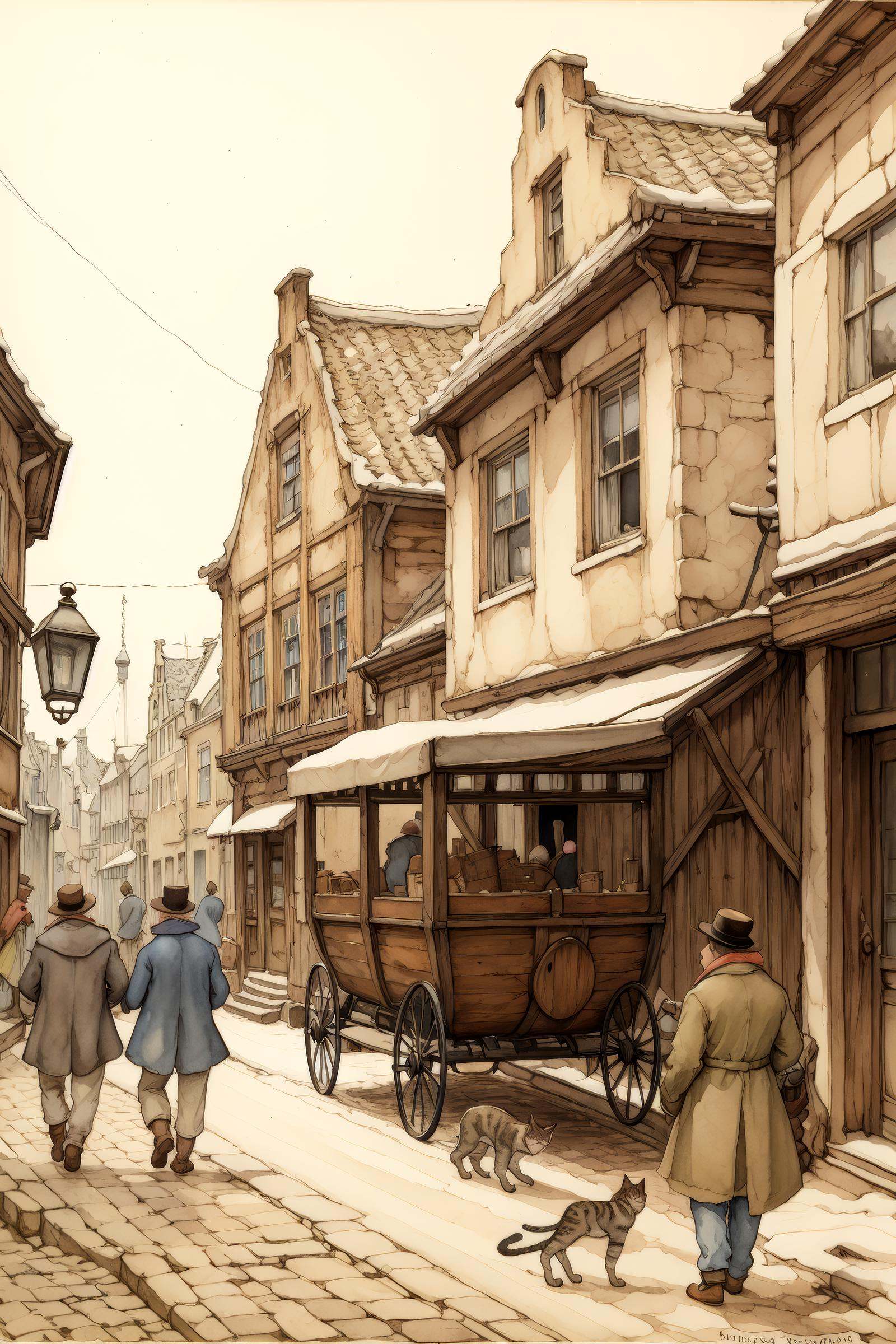 anton pieck style,  multiple boys,  hat on Tensor.Art