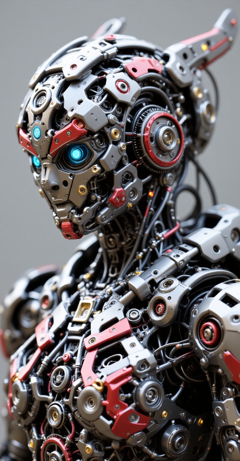 A hyper-detailed digital illustration of a futuristic robot,  resembling a nonhumanoid figure,  covered in intricate mecha...