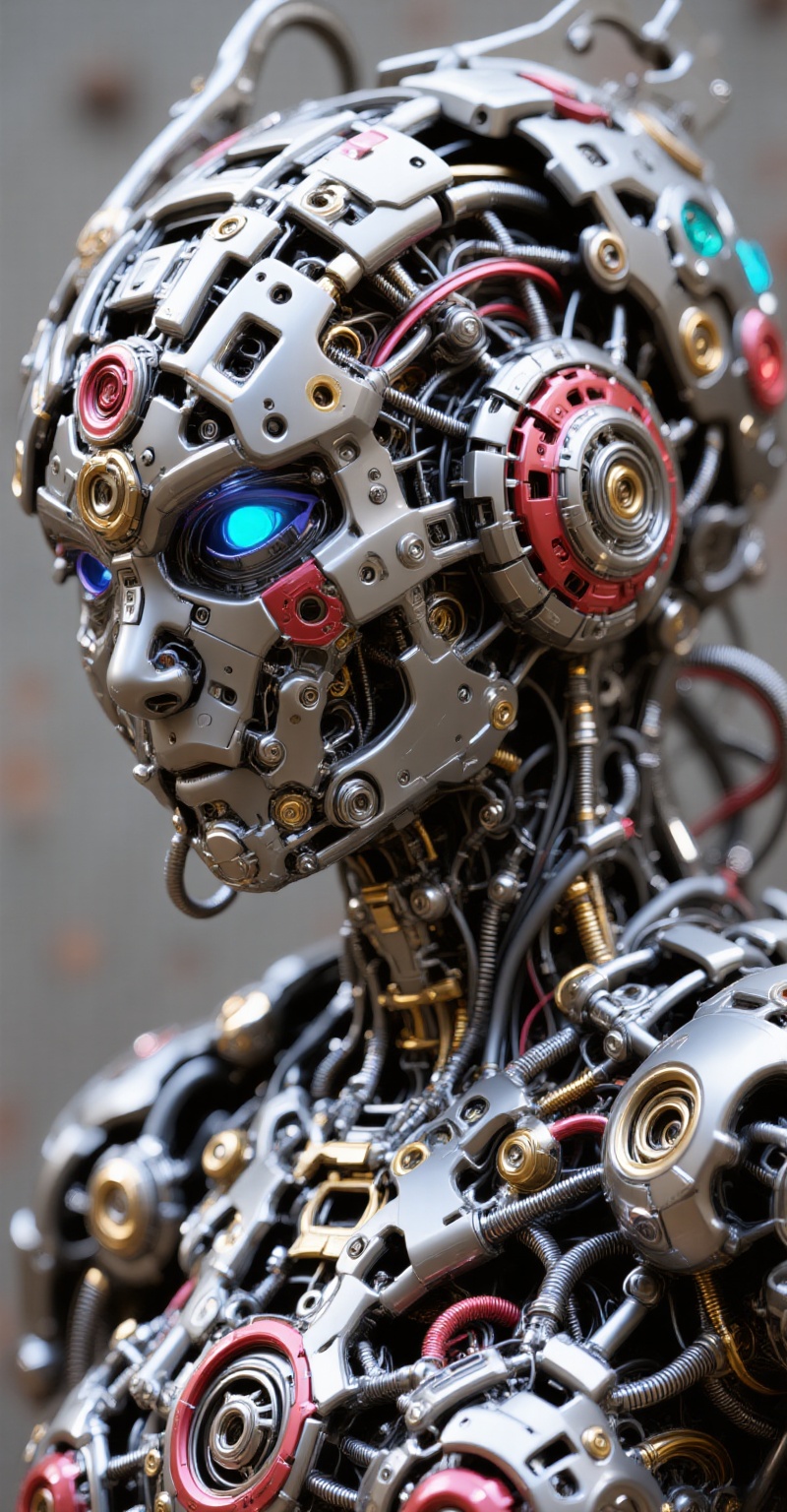 A hyper-detailed digital illustration of a futuristic robot,  resembling a nonhumanoid figure,  covered in intricate mecha...