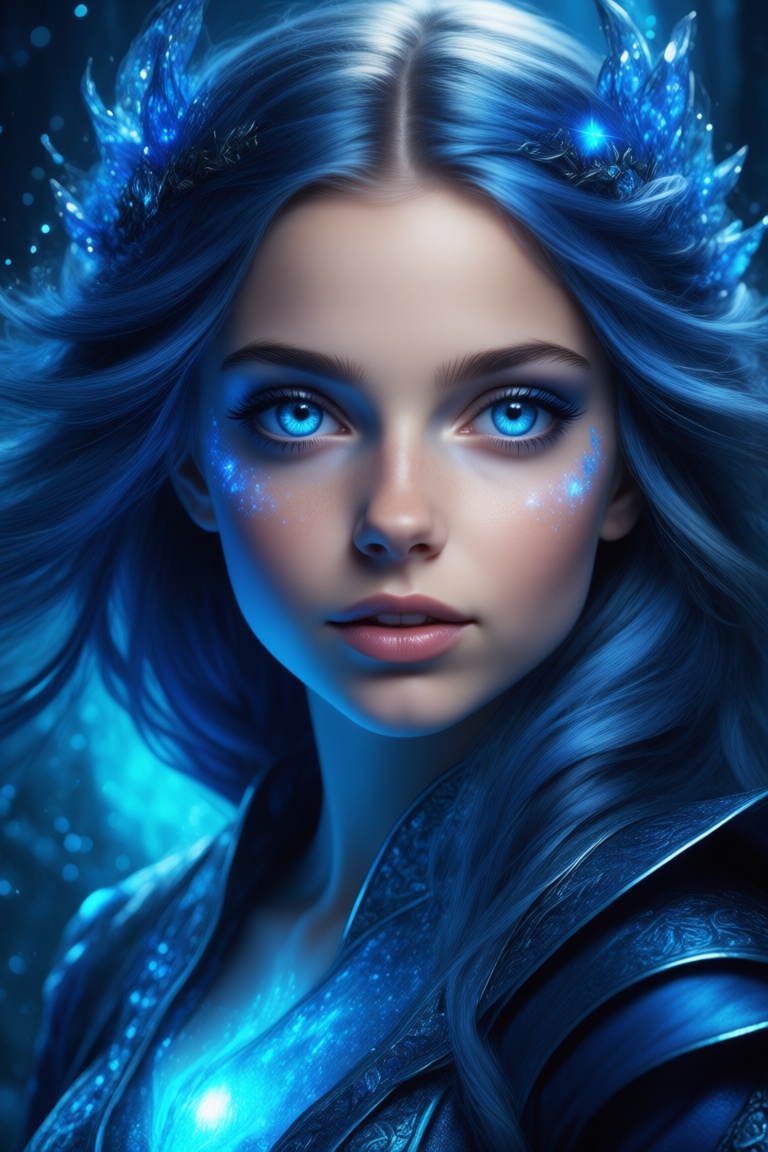 girl,  endlessly captivating azure eyes,  radiating beauty and depth on Tensor.Art