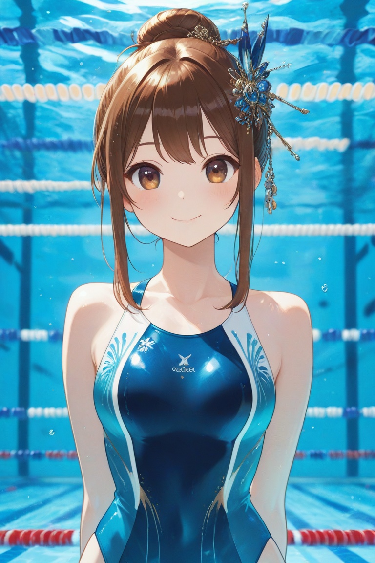 swimsuitgirl,  brown hair,  sidelocks on Tensor.Art