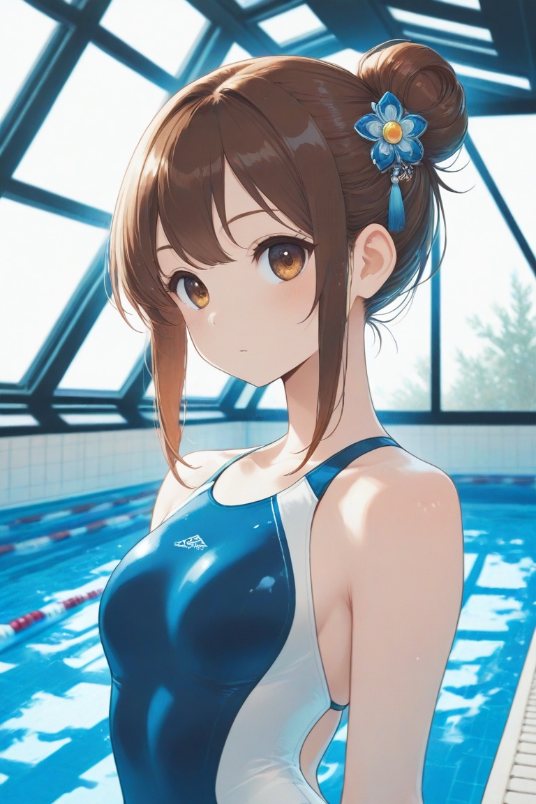swimsuitgirl,  brown hair,  sidelocks on Tensor.Art