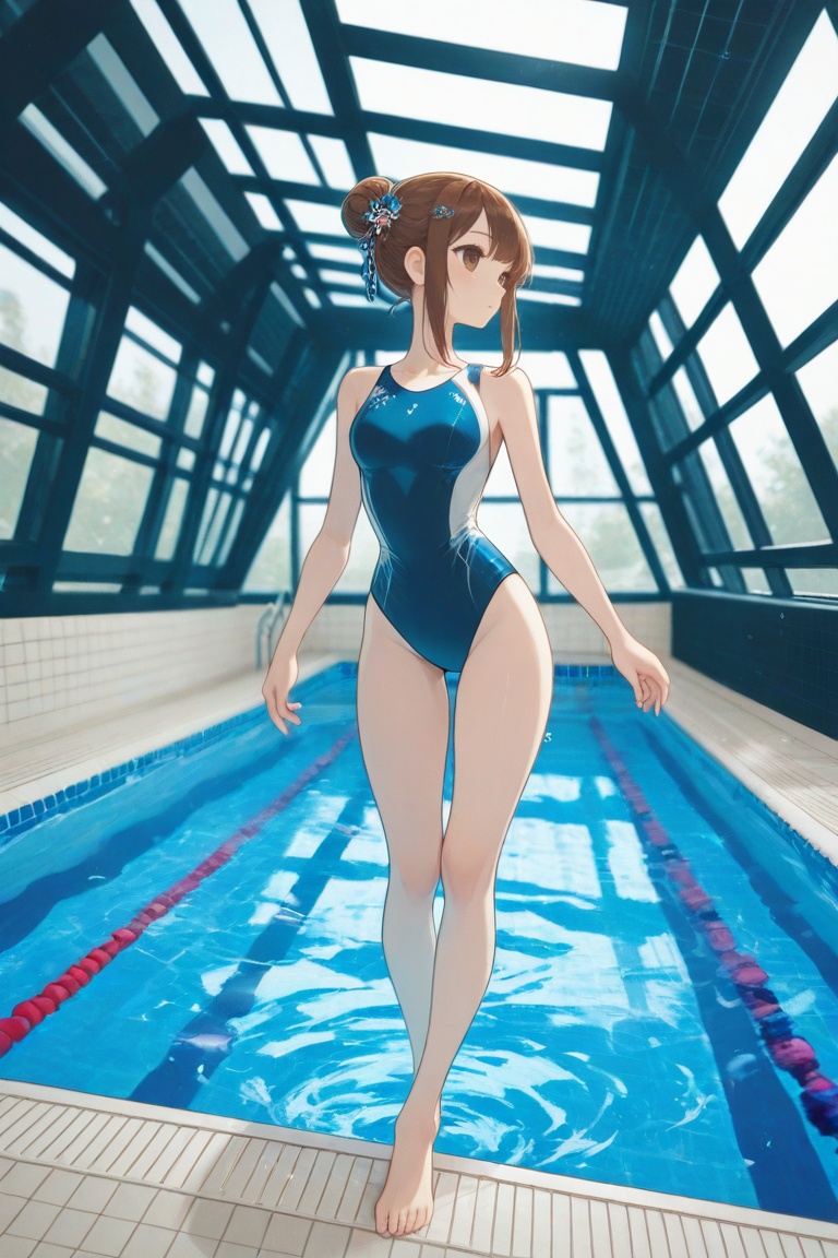 swimsuitgirl,  brown hair,  sidelocks on Tensor.Art
