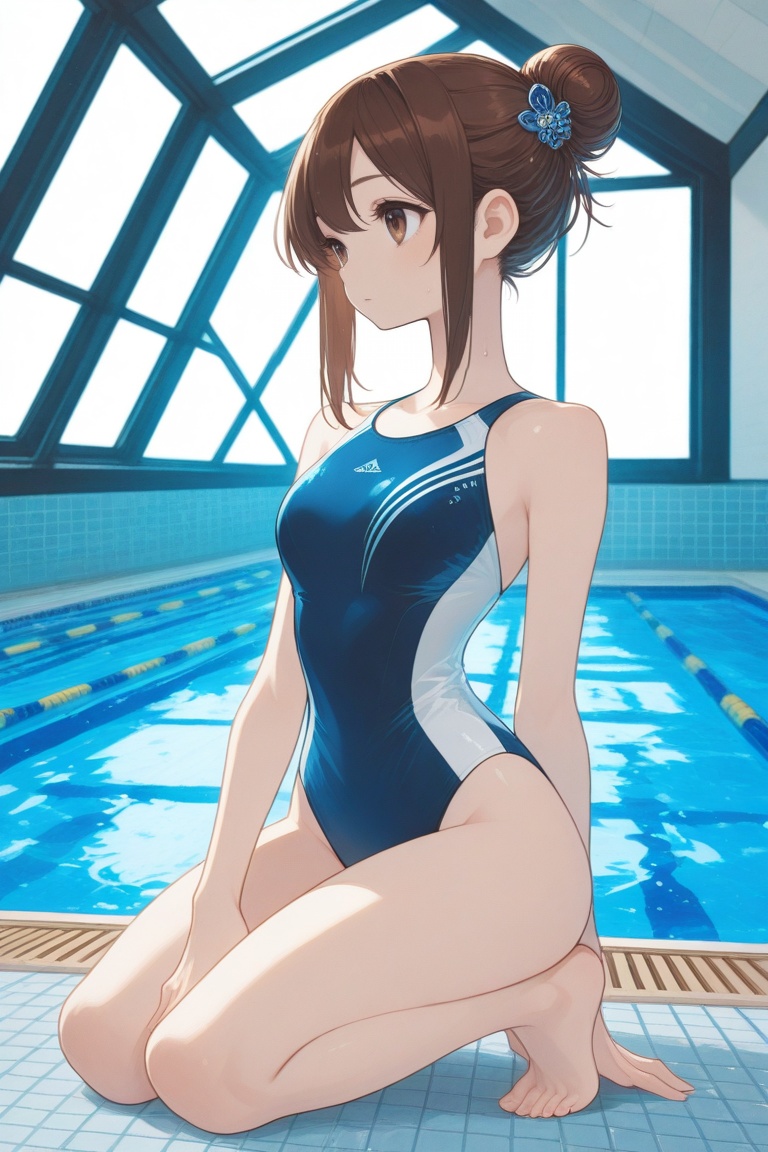 swimsuitgirl,  brown hair,  sidelocks on Tensor.Art