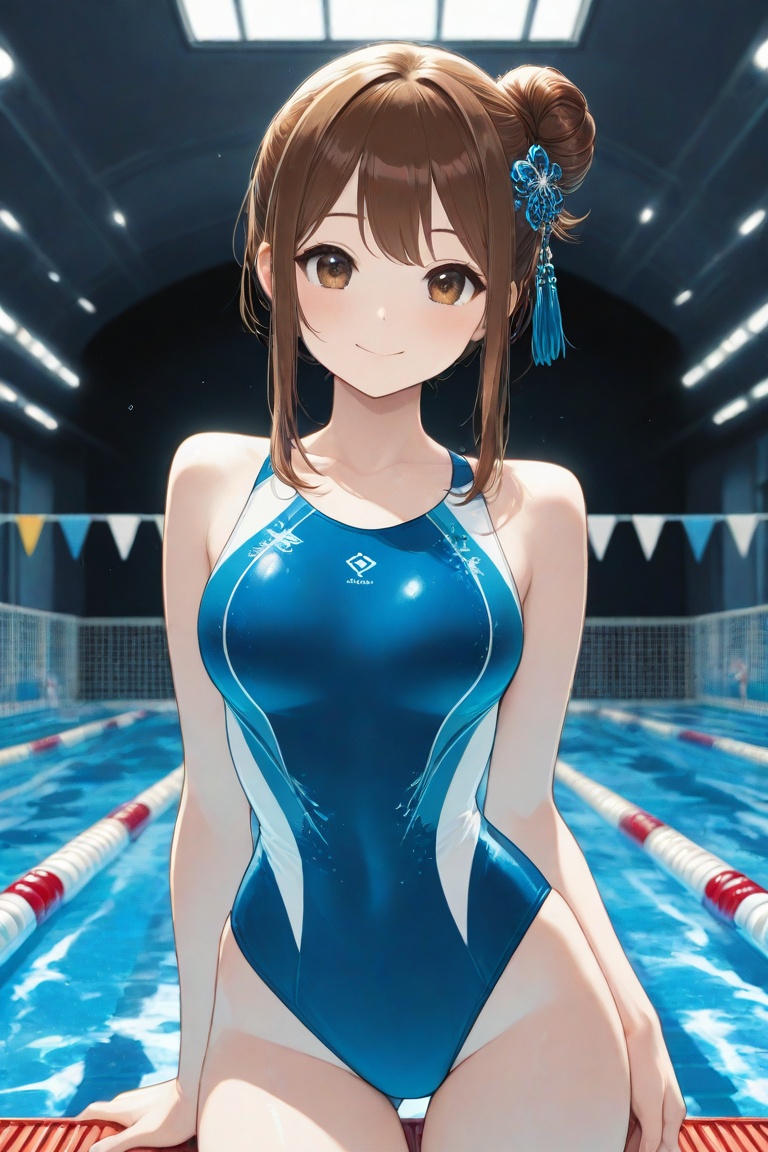 swimsuitgirl,  brown hair,  sidelocks on Tensor.Art