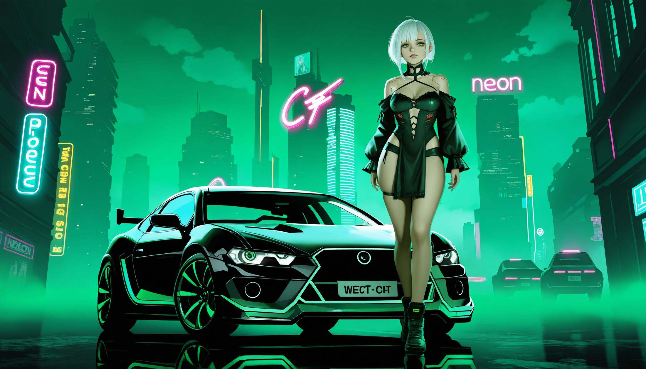 1girl,  white hair,  deep green eyes on Tensor.Art
