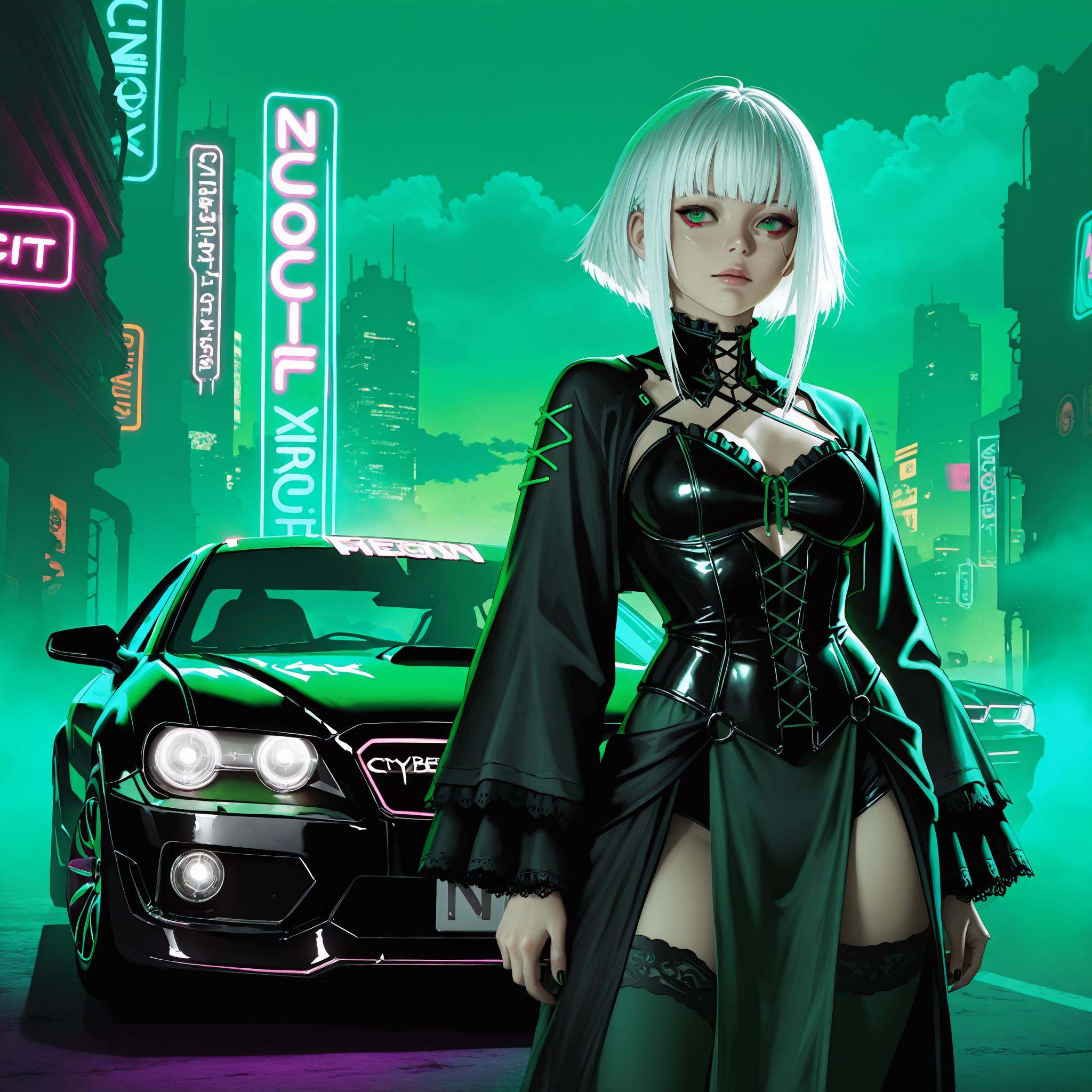 1girl,  white hair,  deep green eyes on Tensor.Art