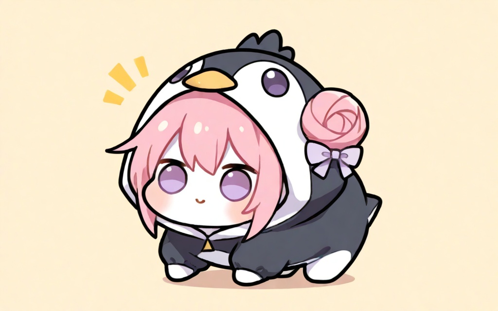 chibi,  pink hair,  purple eyes on Tensor.Art