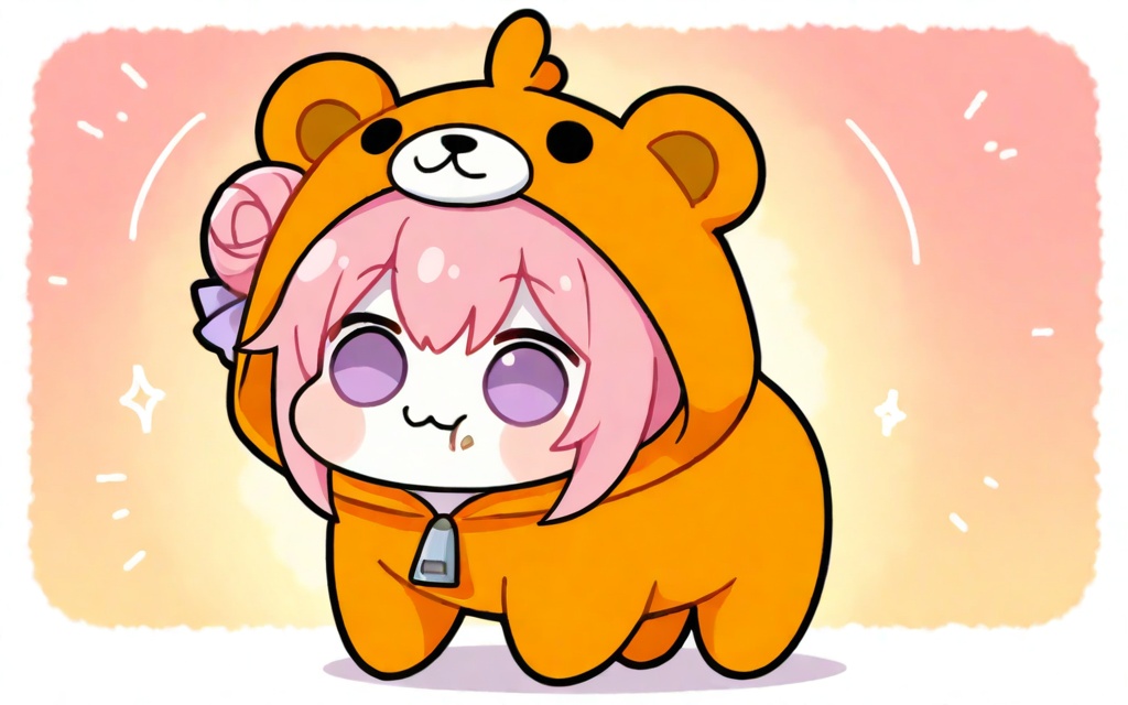 chibi,  pink hair,  purple eyes on Tensor.Art
