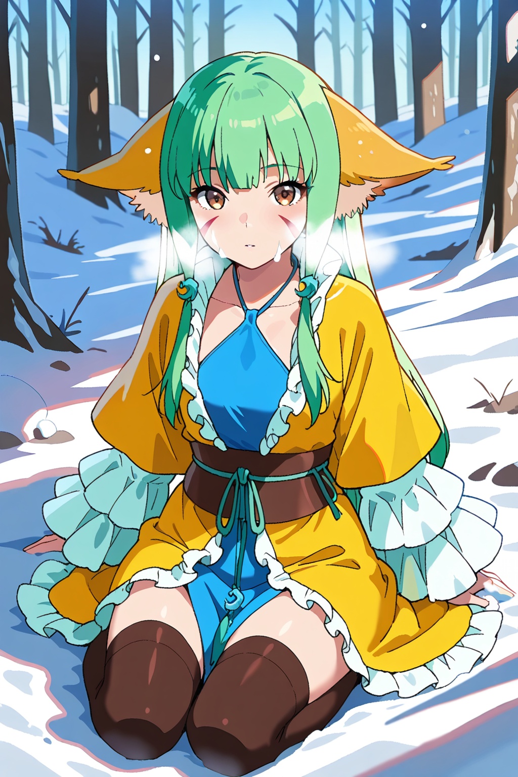 Snow,  Snow,  Sit on the ground on Tensor.Art