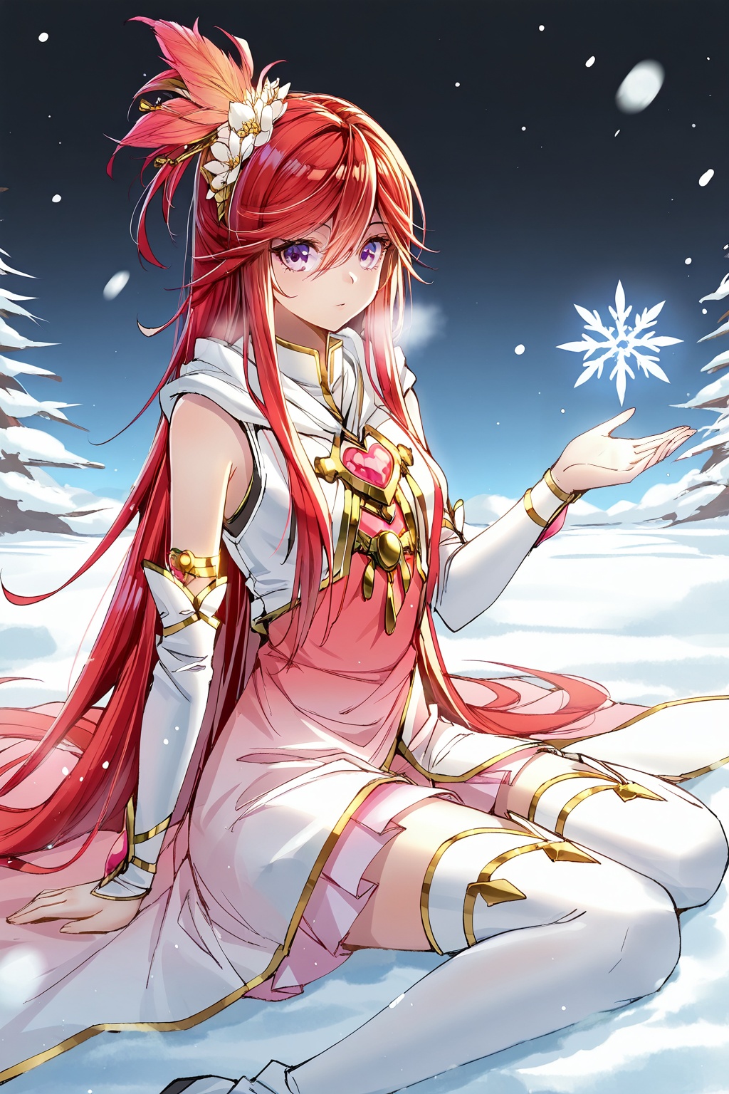 Snow,  Snow,  Sit on the ground on Tensor.Art