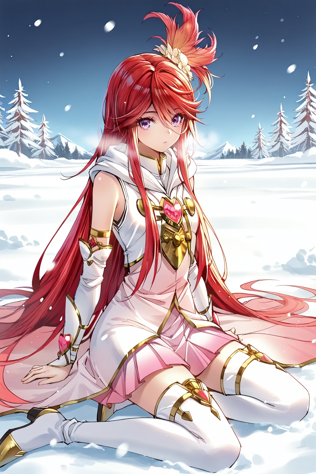 Snow,  Snow,  Sit on the ground on Tensor.Art