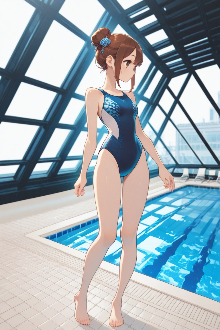 swimsuitgirl,  brown hair,  sidelocks on Tensor.Art