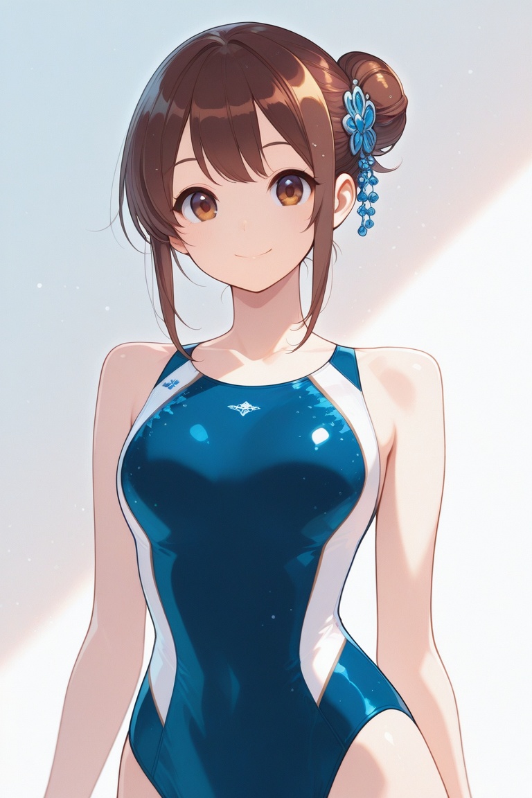 swimsuitgirl,  brown hair,  sidelocks on Tensor.Art