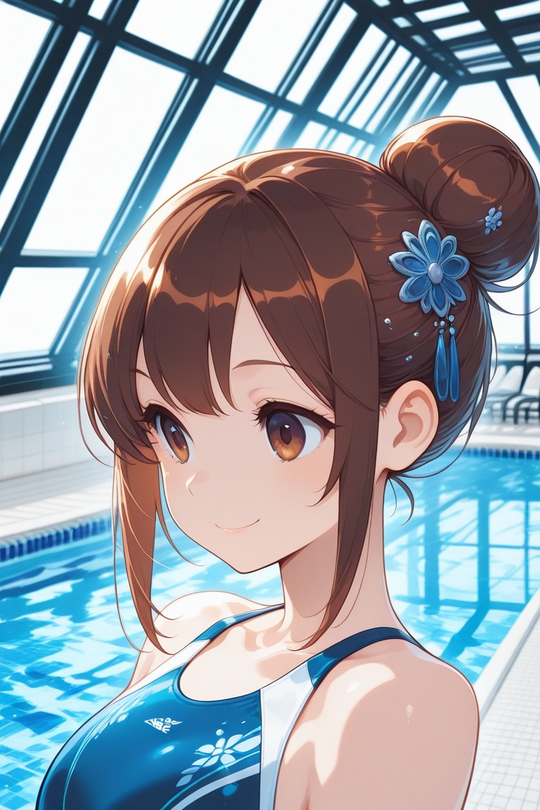 swimsuitgirl,  brown hair,  sidelocks on Tensor.Art
