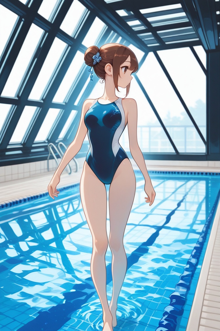 swimsuitgirl,  brown hair,  sidelocks on Tensor.Art