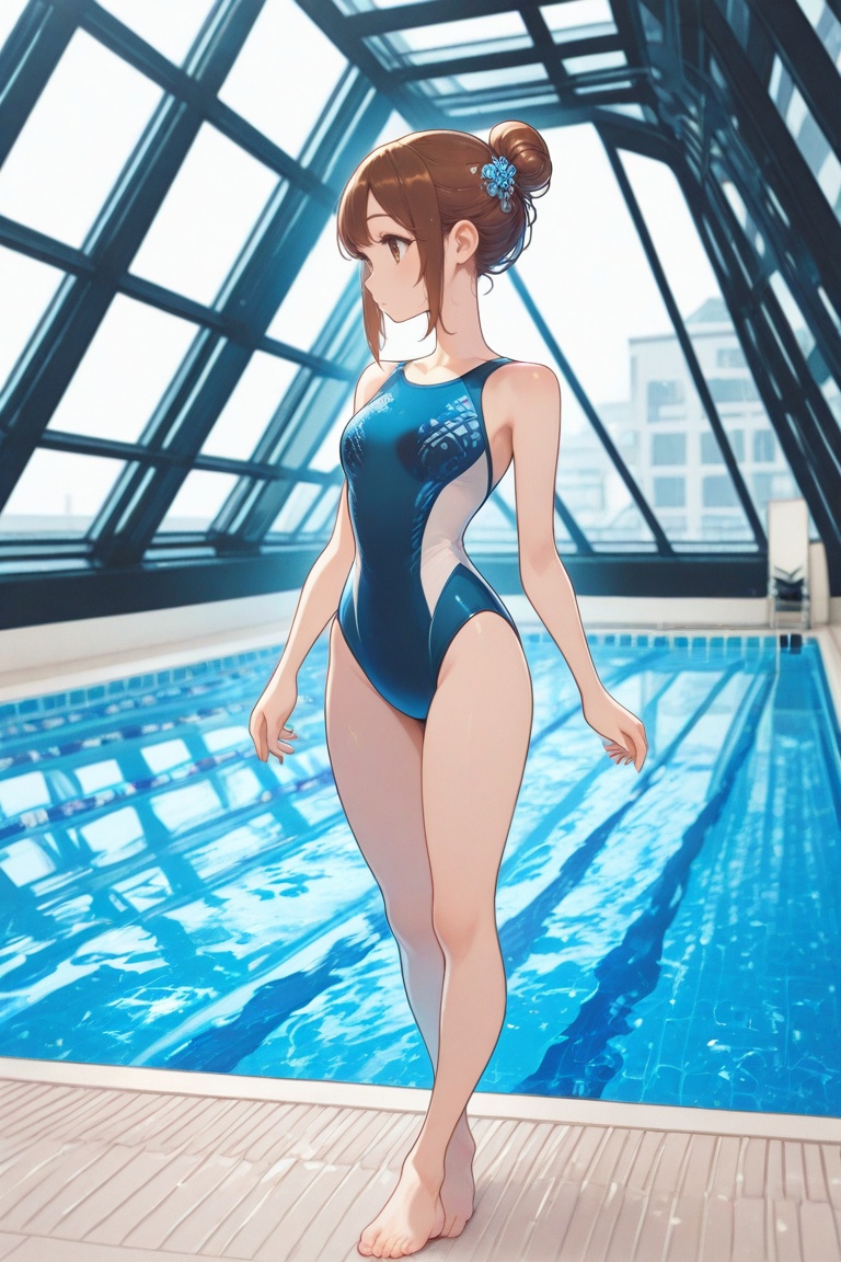 swimsuitgirl,  brown hair,  sidelocks on Tensor.Art