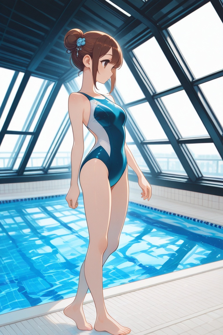 swimsuitgirl,  brown hair,  sidelocks on Tensor.Art