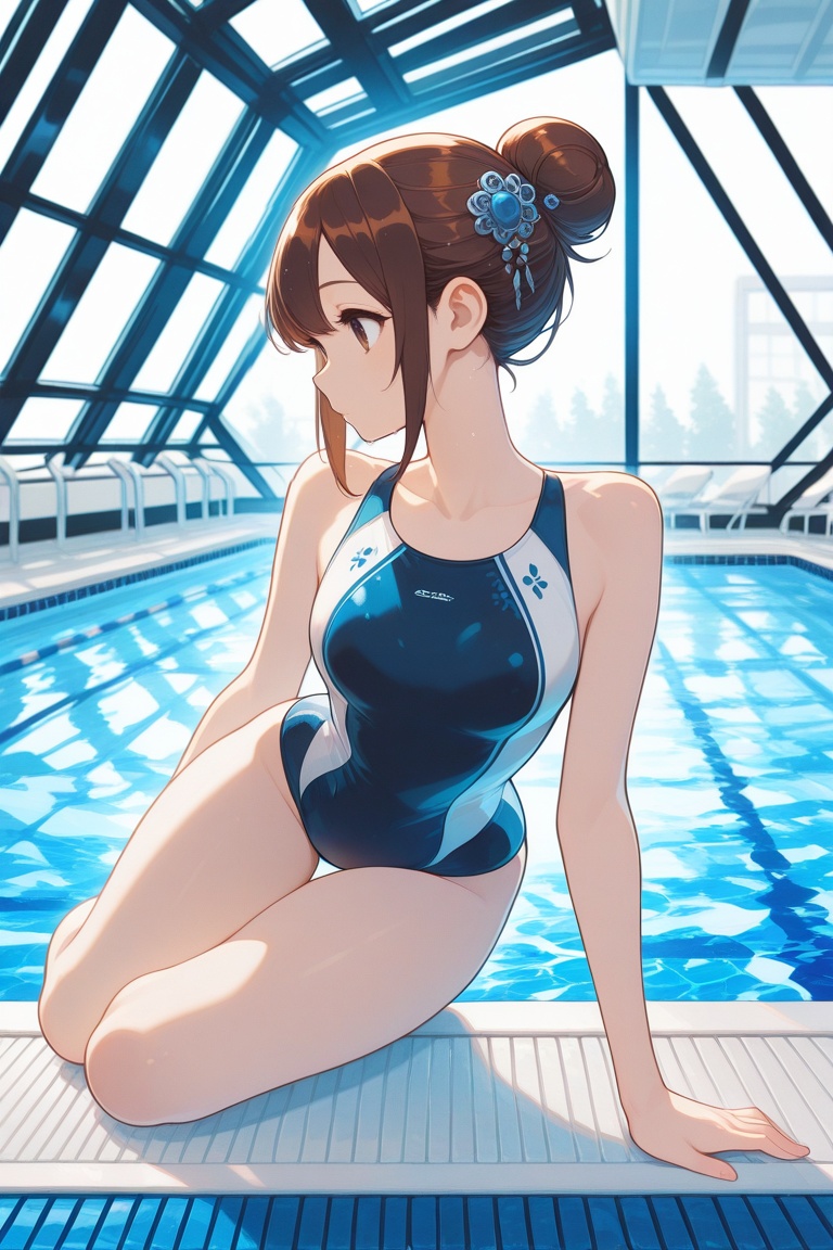 swimsuitgirl,  brown hair,  sidelocks on Tensor.Art