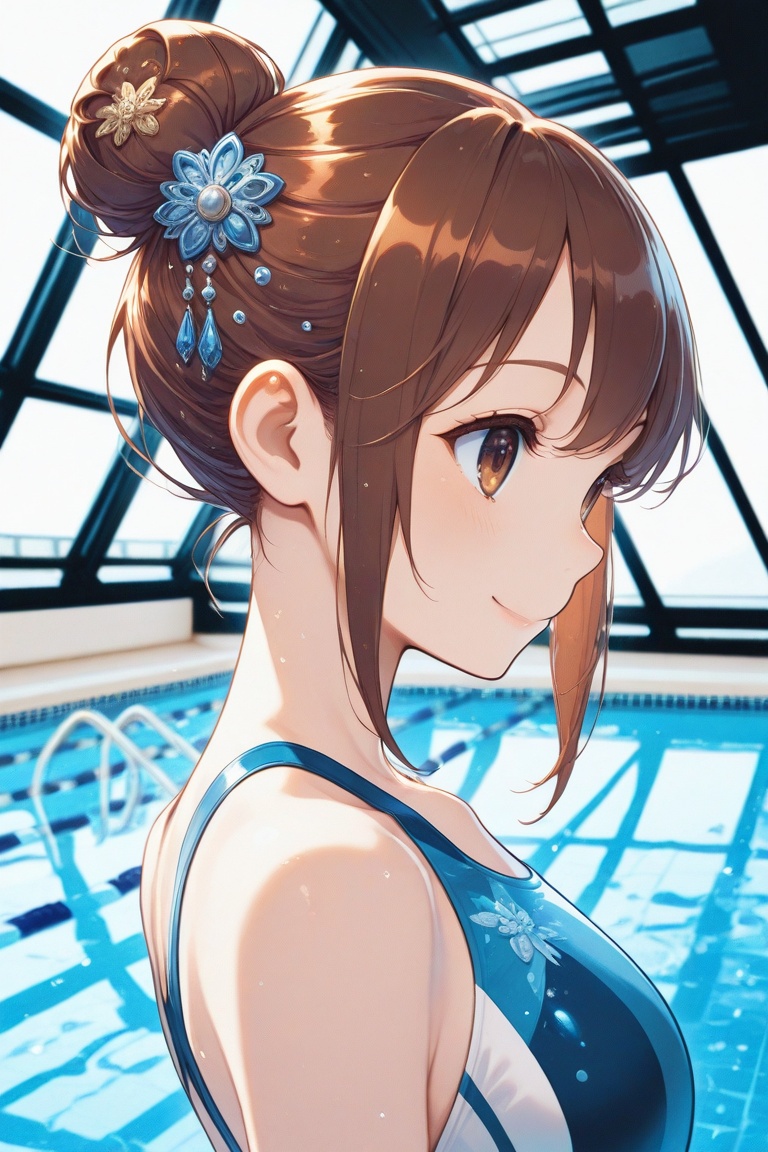 swimsuitgirl,  brown hair,  sidelocks on Tensor.Art