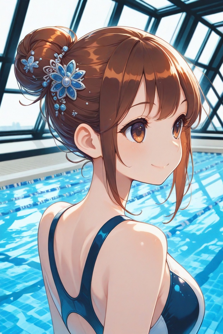 swimsuitgirl,  brown hair,  sidelocks on Tensor.Art